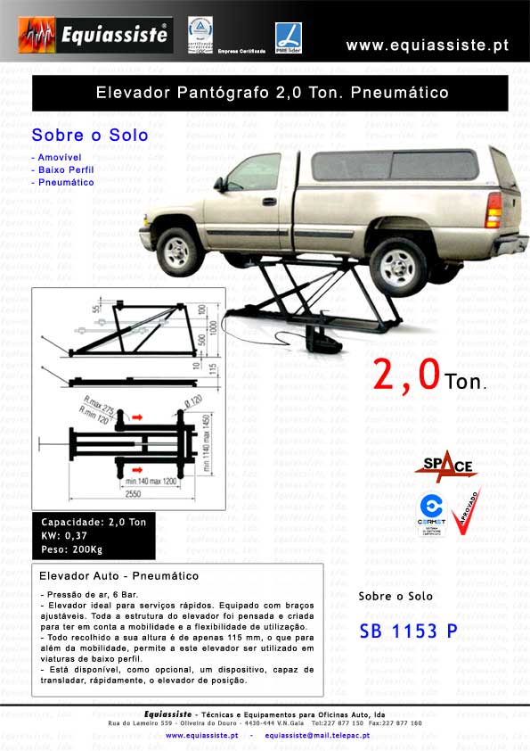 Elevador para serviços de pintura Pneumático